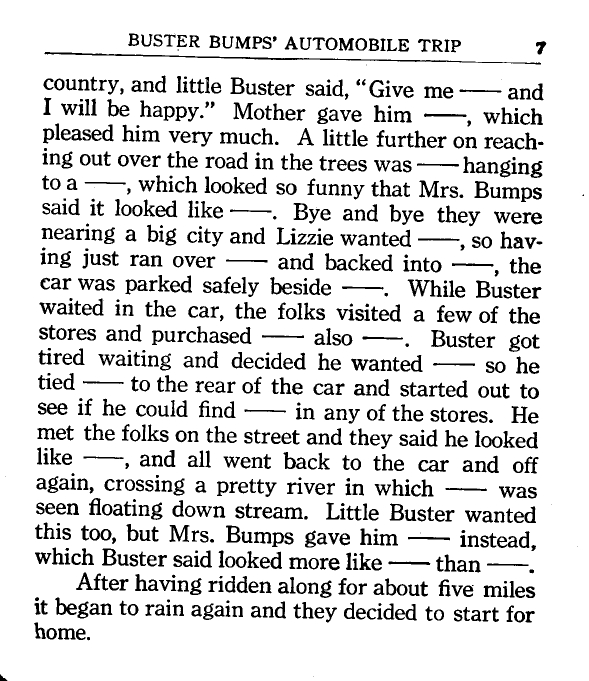 Buster Bumps Automobile Trip Rules Page 7