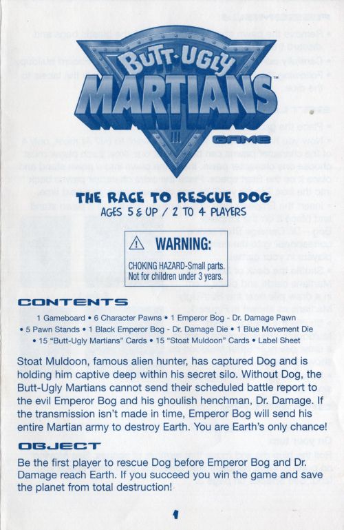 Butt Ugly Martians - The Race to Rescue Dog Rules Page 1