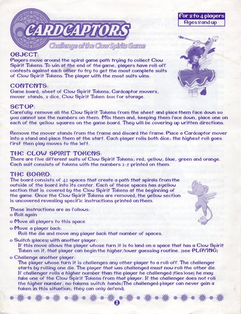 Cardcaptors - Challenge of the Clow Spirits Game Rules Page 1