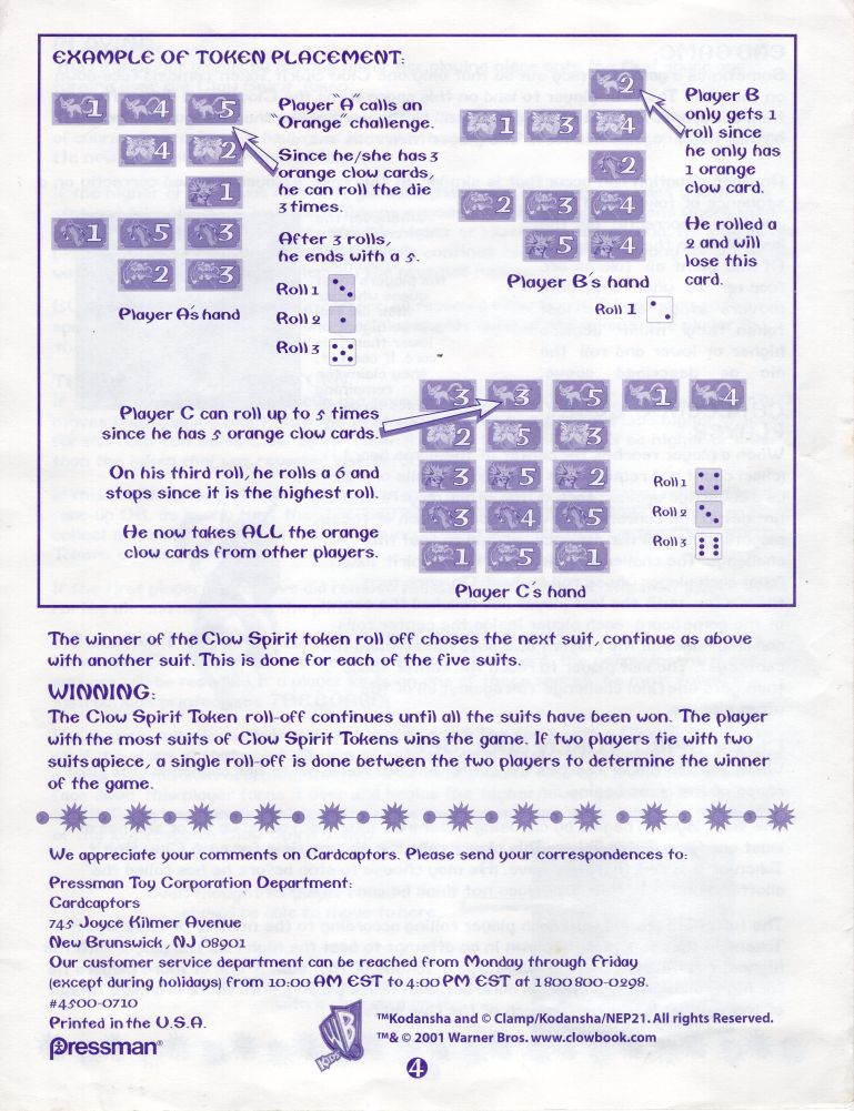Cardcaptors - Challenge of the Clow Spirits Game Rules Page 4