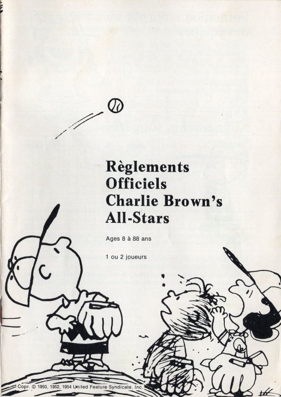 Charlie Brown's All-Stars Baseball Game Rules Page 1