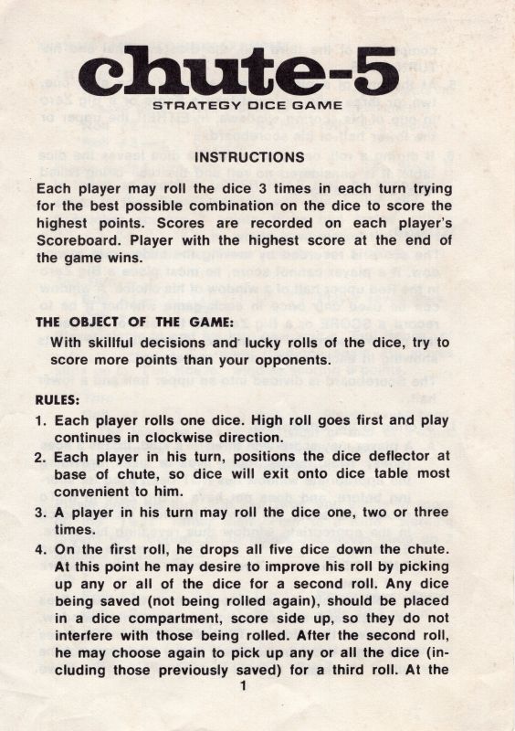 Chute-5 Rules Page 1