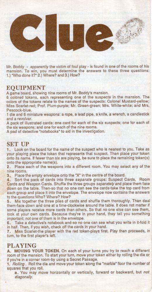 Clue Rules Page 1