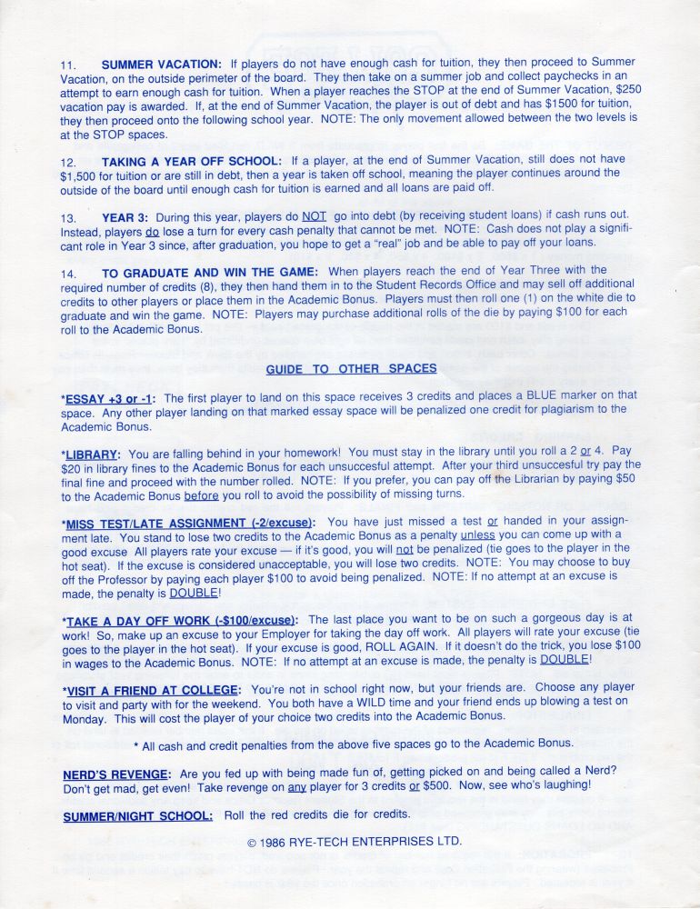 College Mania Rules Page 2