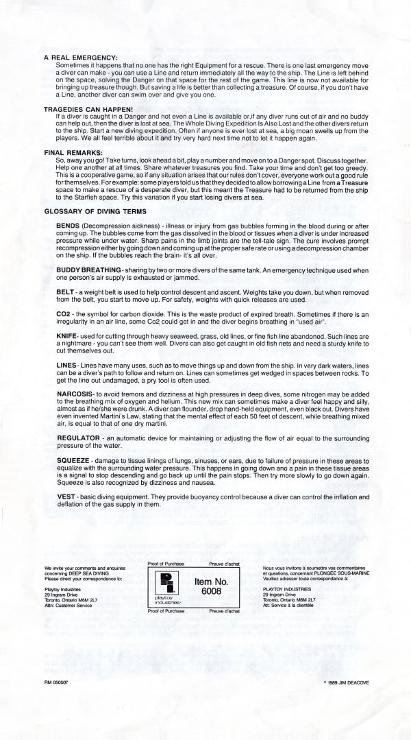 Deep Sea Diving Rules Page 2