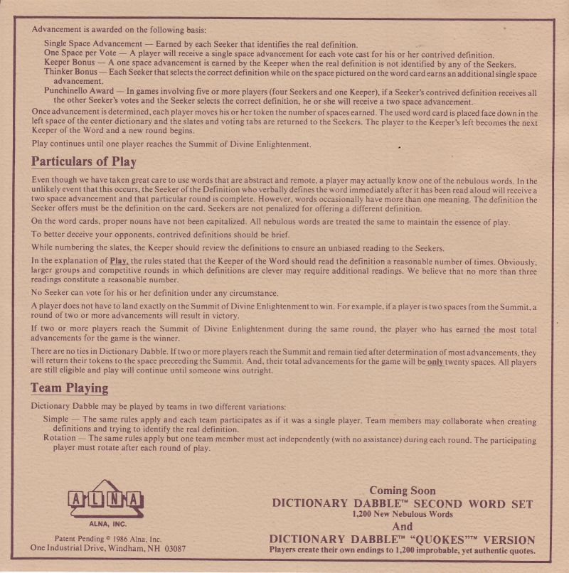 Dictionary Dabble Rules Page 2