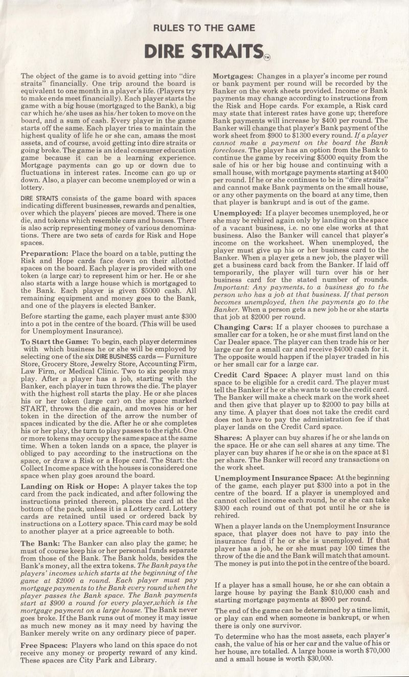 Dire Straits Rules Page 1