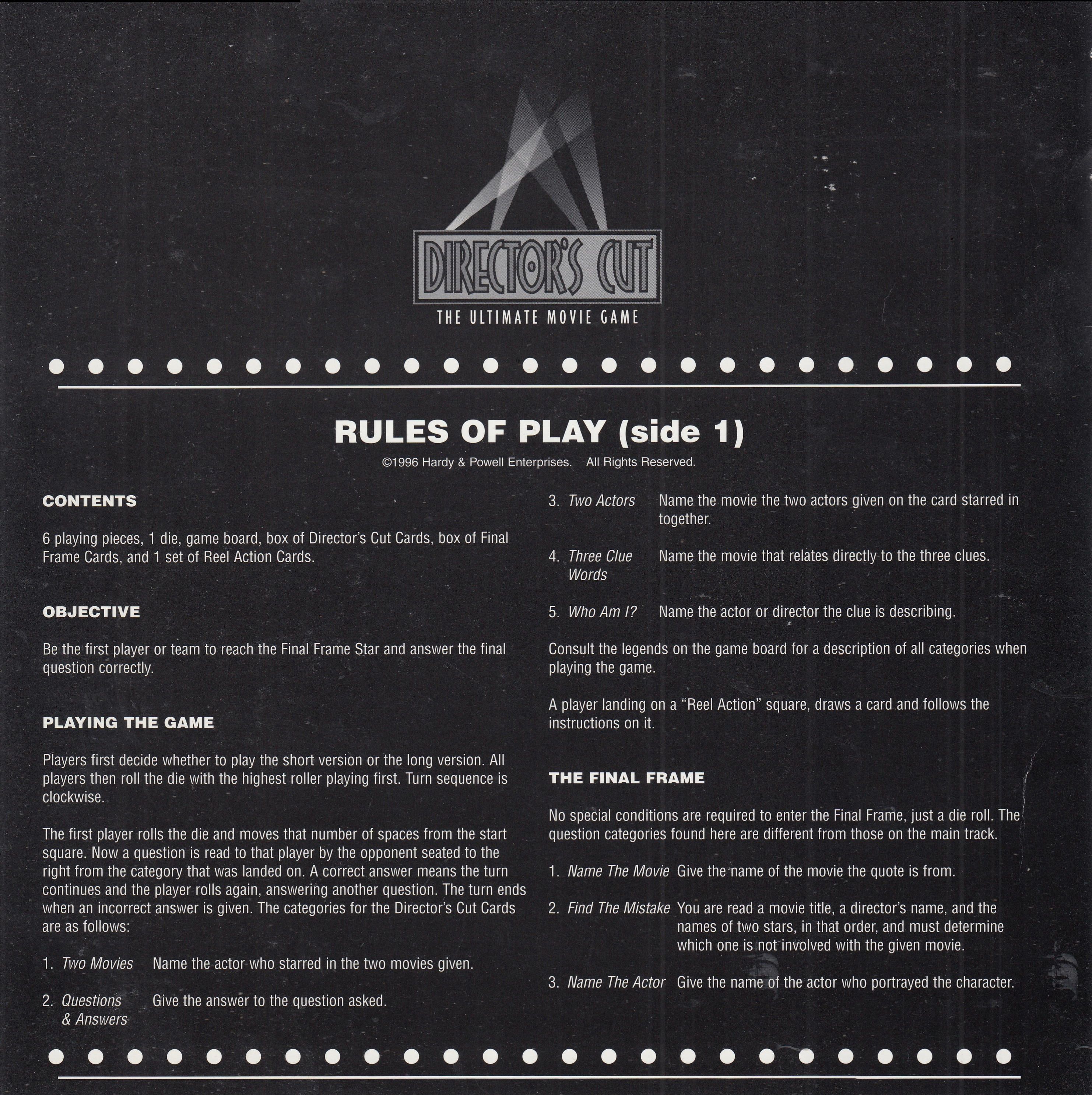Director's Cut Rules Page 1