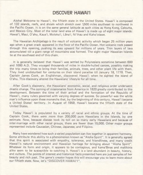 Discover Hawaii Rules Page 1