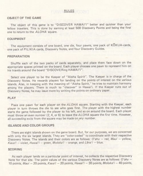 Discover Hawaii Rules Page 2