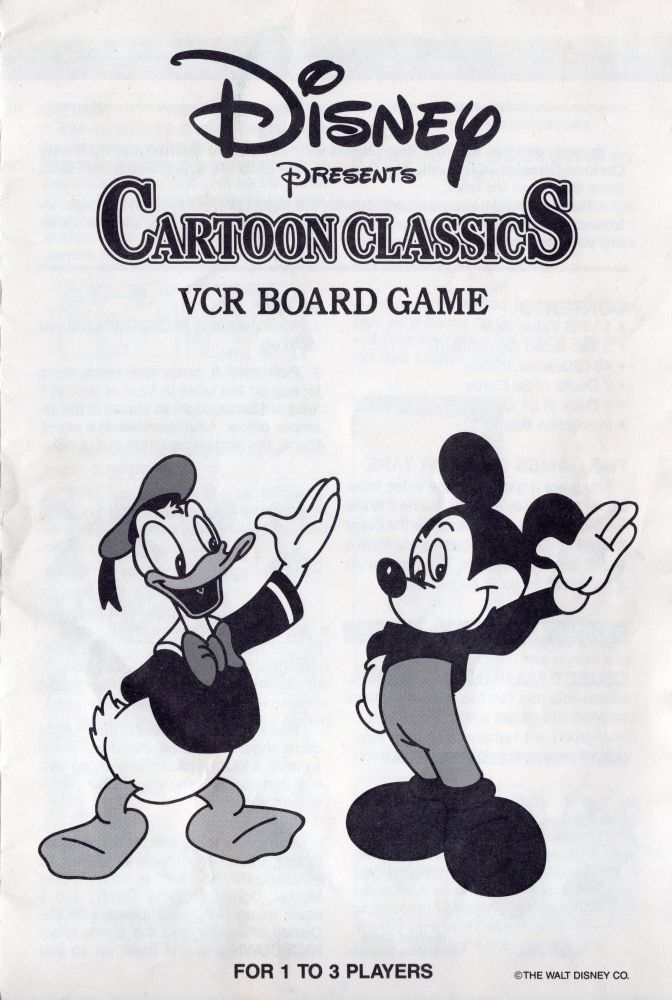 Disney Cartoon Classics VCR Board Game Rules Page 1