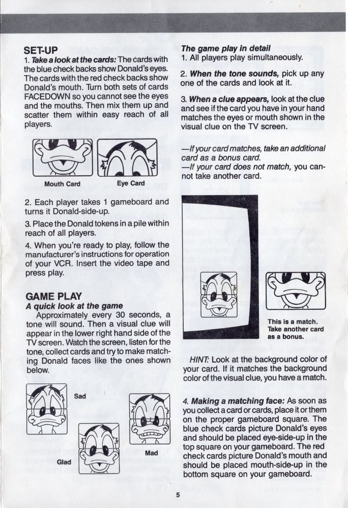Disney Cartoon Classics VCR Board Game Rules Page 5