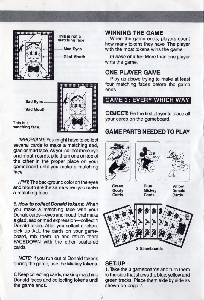 Disney Cartoon Classics VCR Board Game Rules Page 6