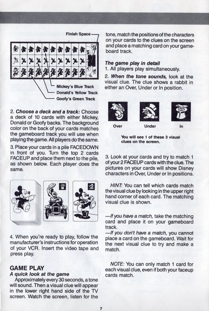 Disney Cartoon Classics VCR Board Game Rules Page 7