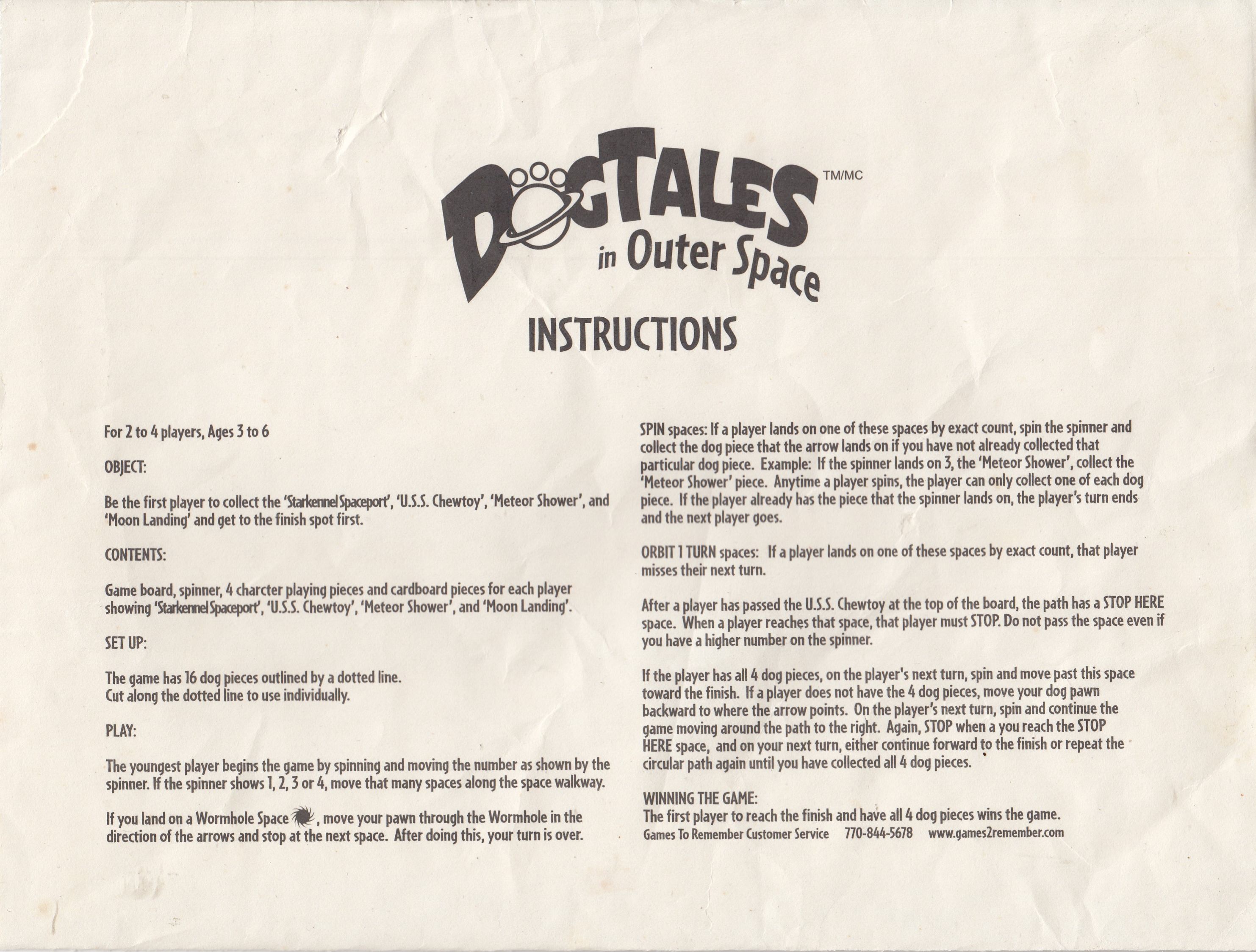 Dog Tales in Outer Space Rules Page 1