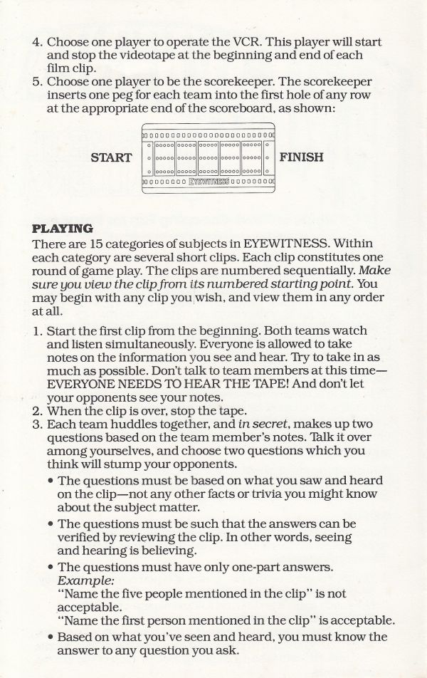 Eyewitness VCR Game Newsreel Challenge Rules Page 2