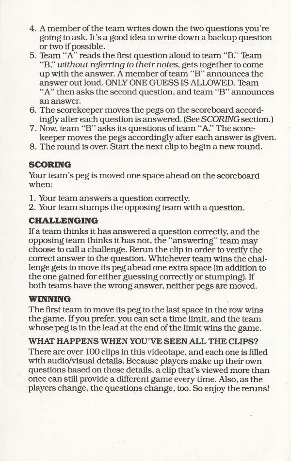 Eyewitness VCR Game Newsreel Challenge Rules Page 3