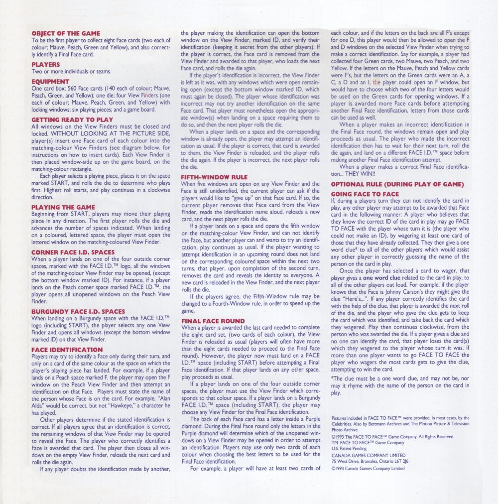 Face to Face Rules Page 2