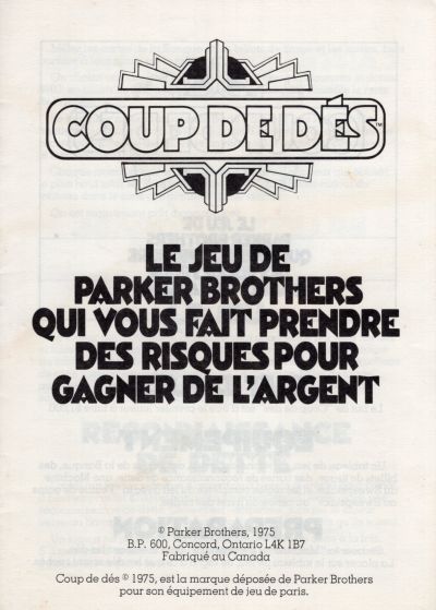 Coup de Dés Rules Page 1