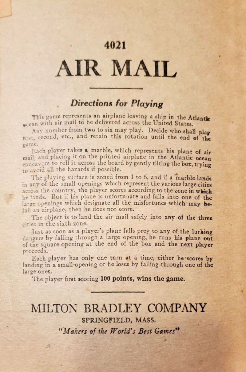 Game of Air Mail Rules Page 1