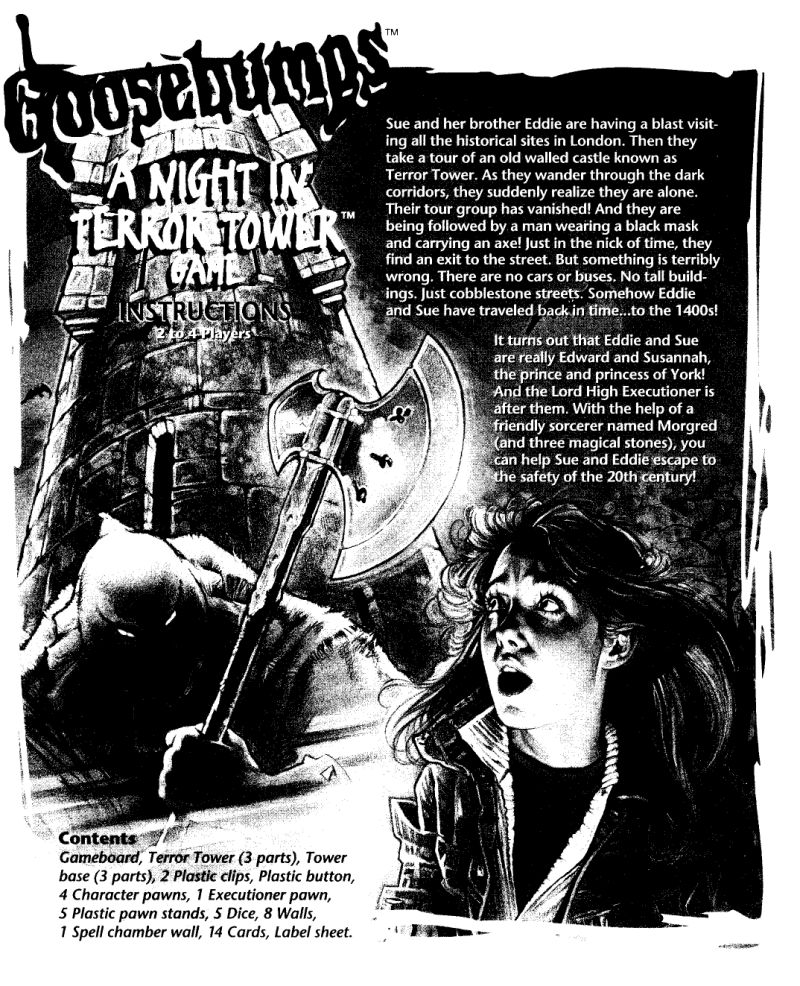 Goosebumps - A Night in Terror Tower MB 1996 Rules Page 1