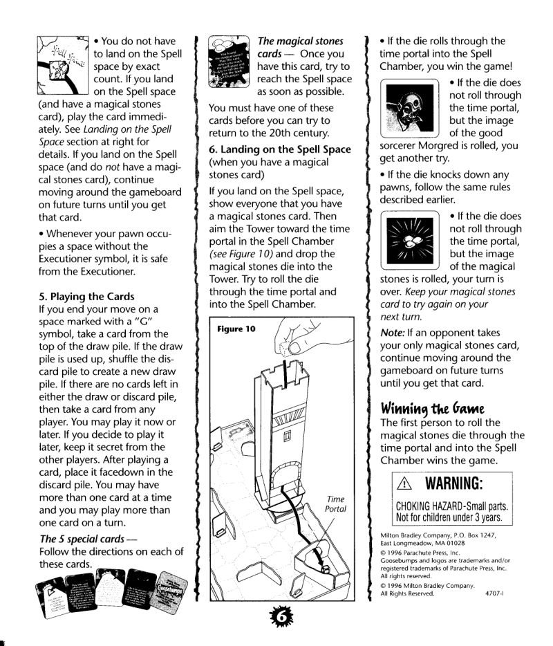Goosebumps - A Night in Terror Tower MB 1996 Rules Page 6