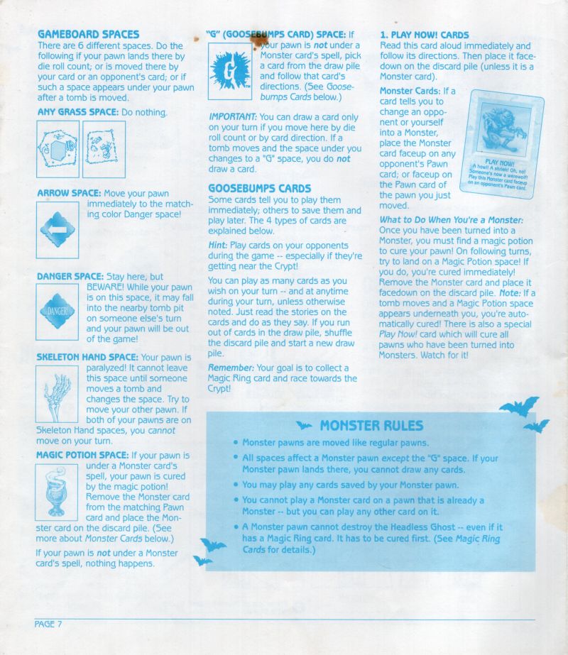 GOOSEBUMPS: Terror in the Graveyard Rules Page 7