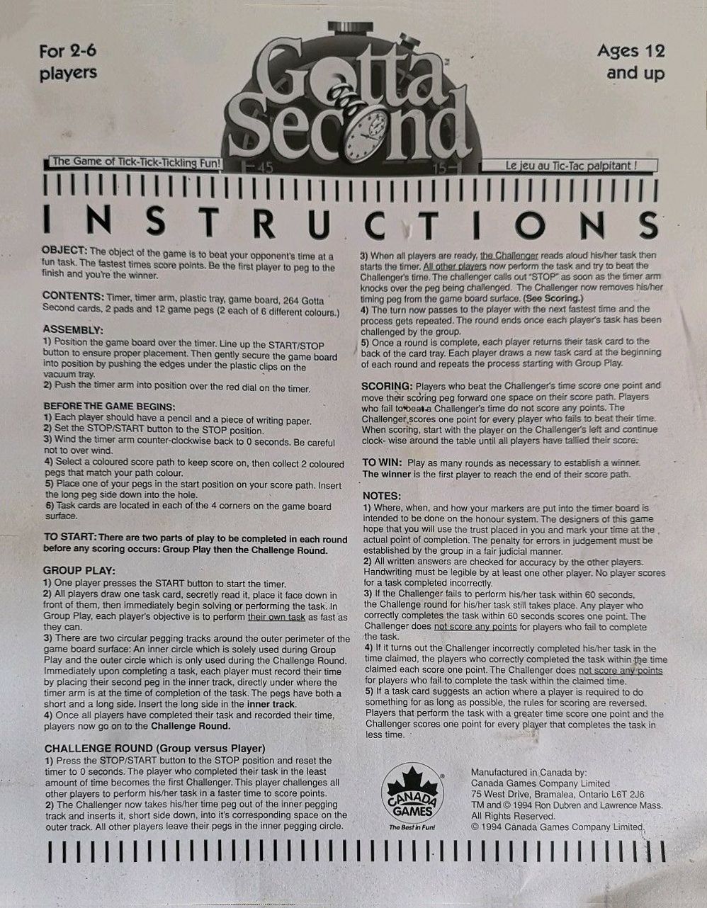 Gotta Second Rules Page 1