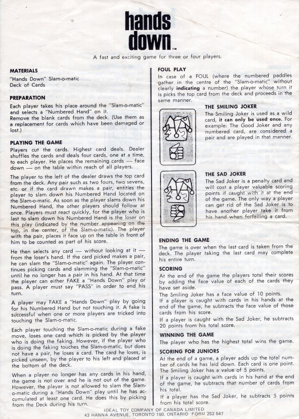 Hands Down Rules Page 1