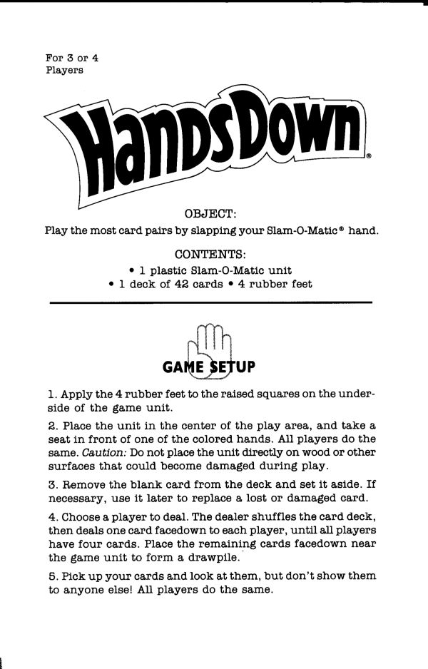 Hands Down Rules Page 1