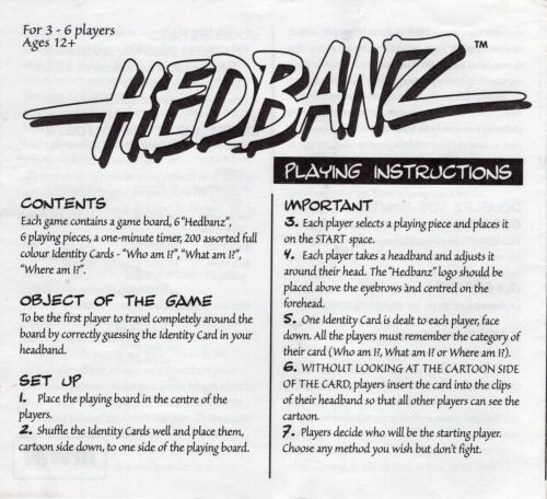 Hedbanz Rules Page 1