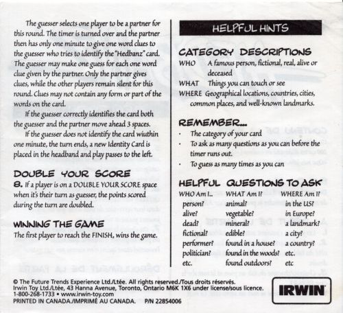 Hedbanz Rules Page 3