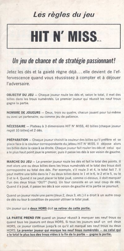 Hit N' Miss Rules Page 1