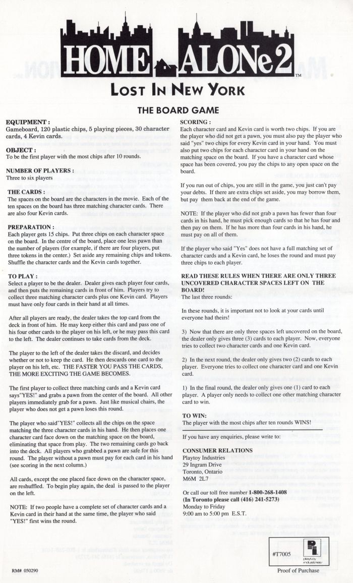 Home Alone 2 Rules Page 1