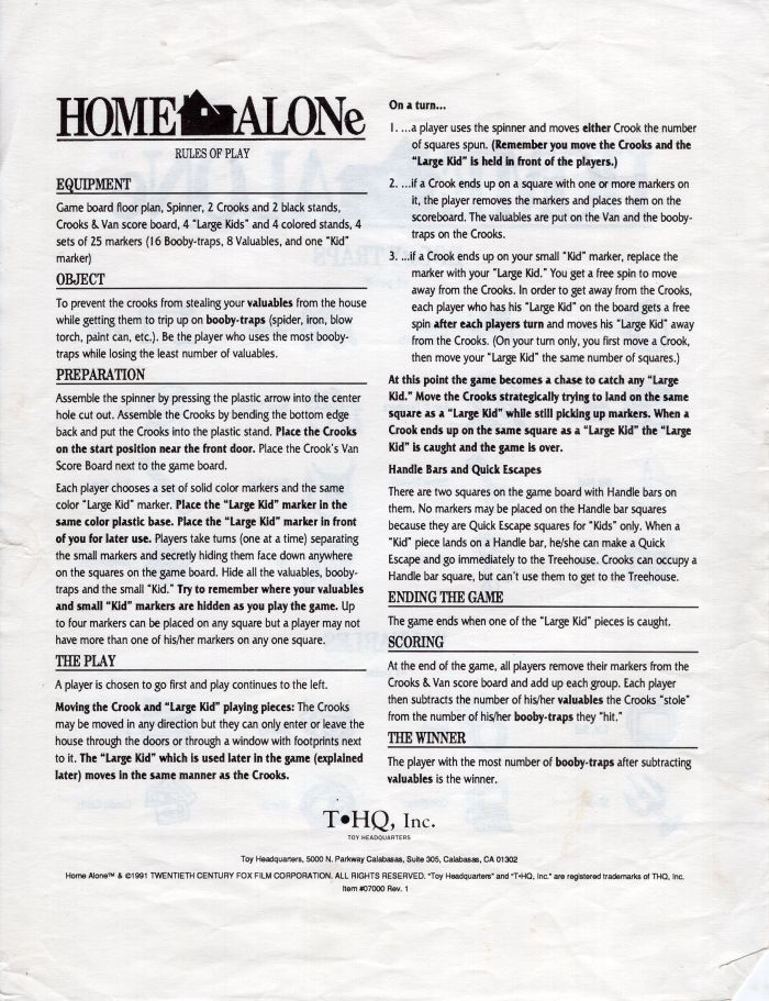 Home Alone Rules Page 1