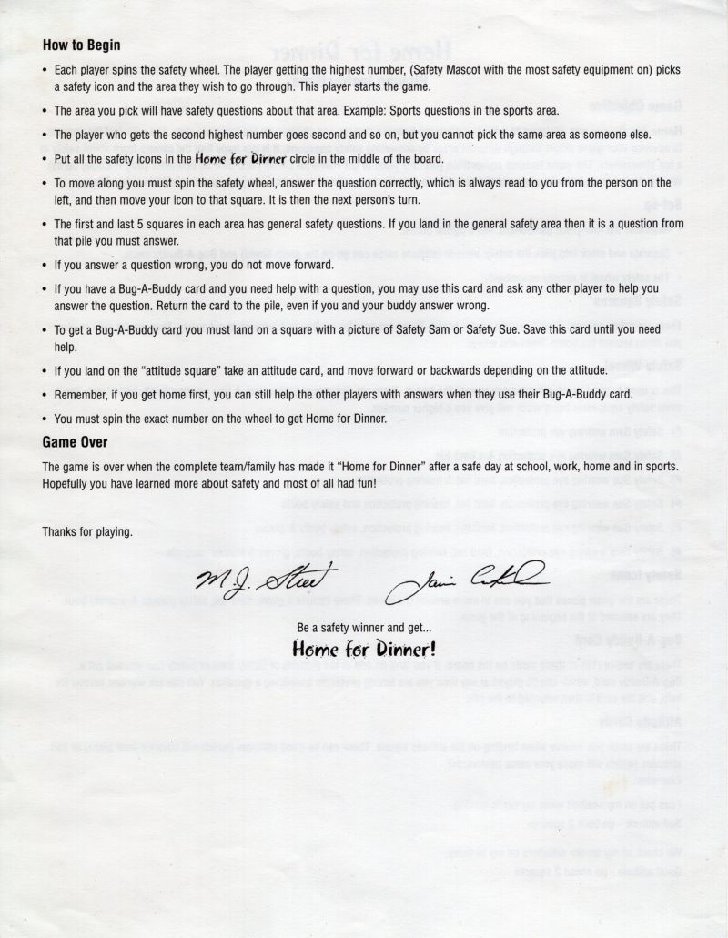 Home for Dinner Rules Page 2