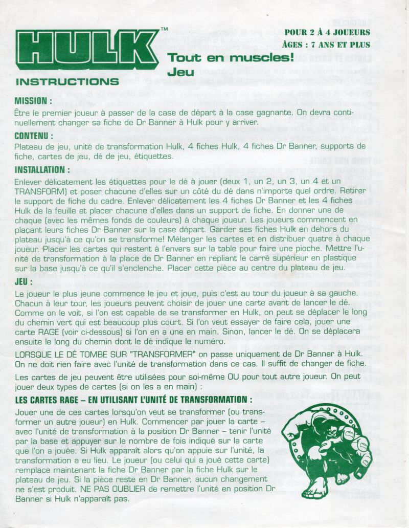 Hulk Busts Loose! Rules Page 1