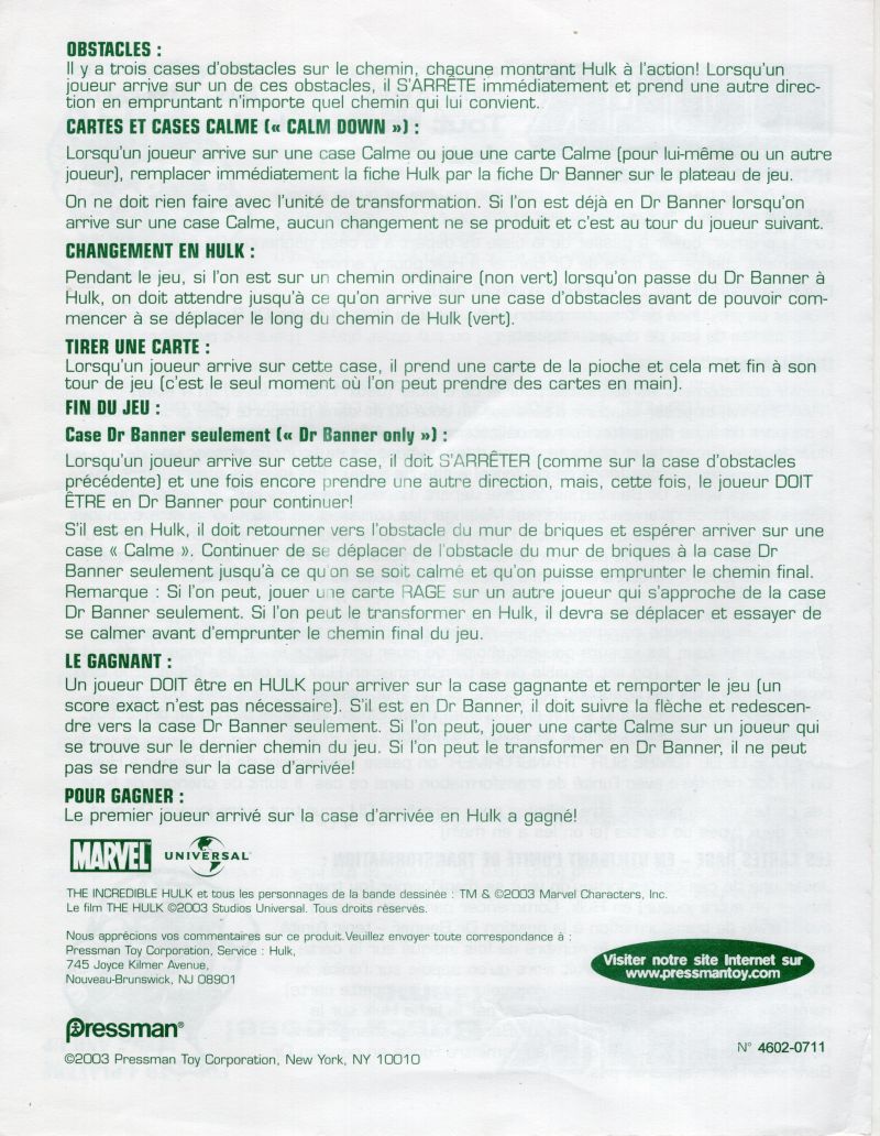 Hulk Busts Loose! Rules Page 2