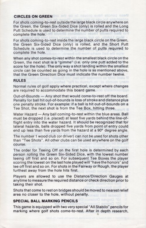 In Pursuit of Par - Par 72 Ed. Rules Page 3