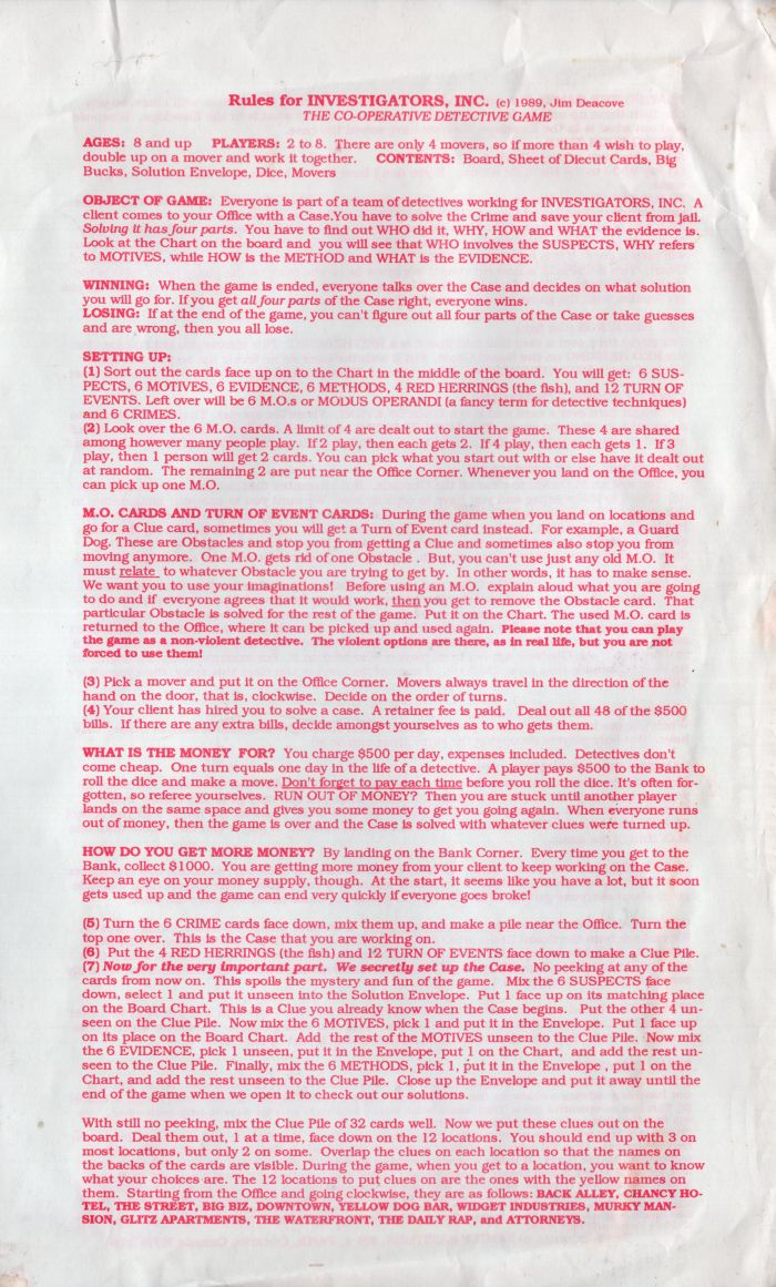 Investigators Rules Page 1