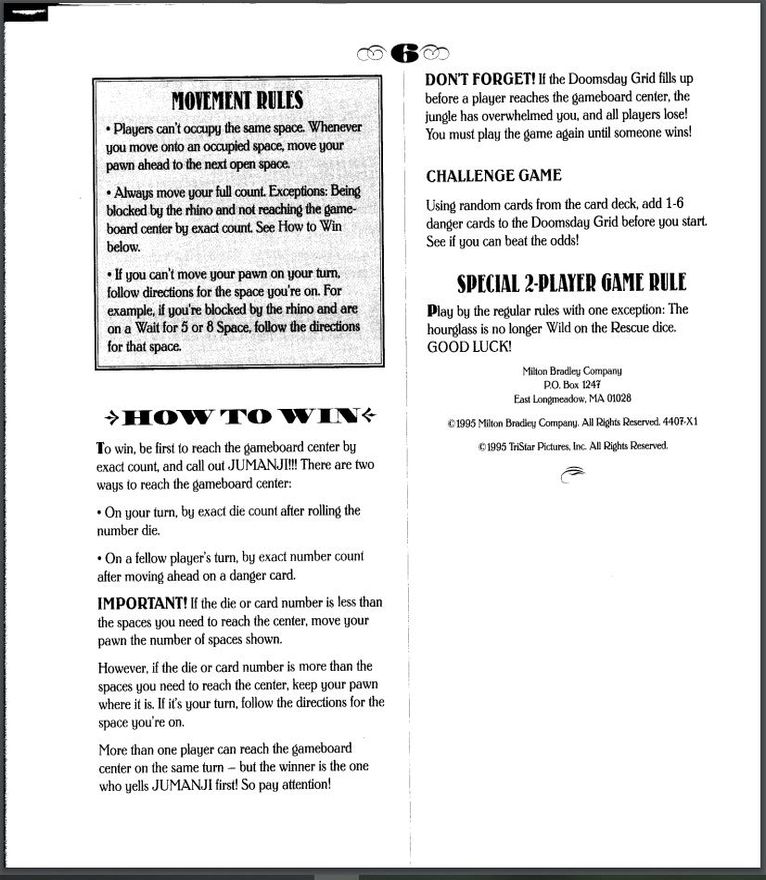 Jumanji Rules Page 6