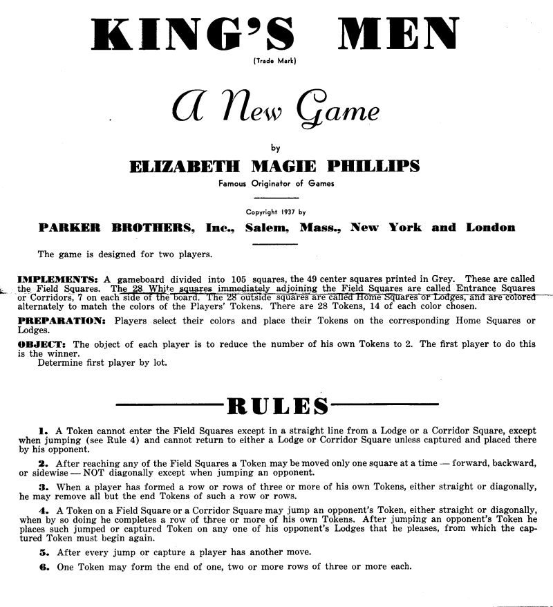 King's Men Rules Page 1