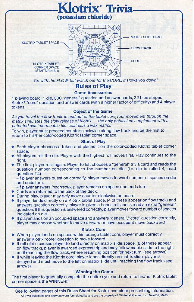 Klotrix Rules Page 1
