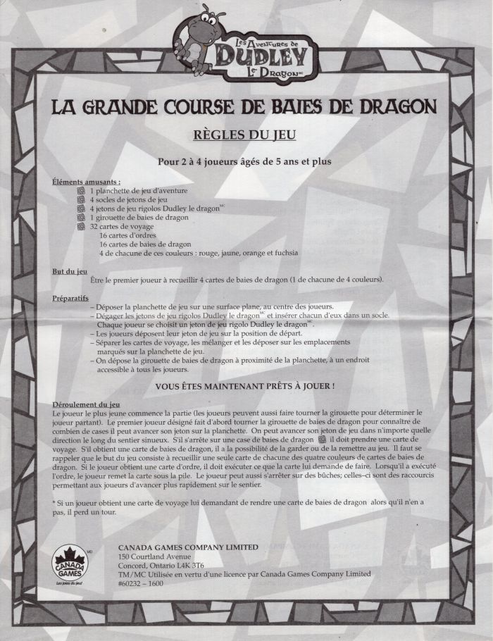 La Grande Course de Baies de Dragon Rules Page 1