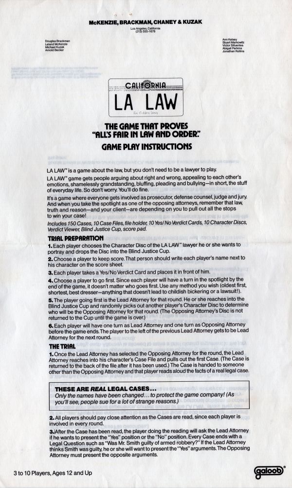 La Law - California Rules Page 1