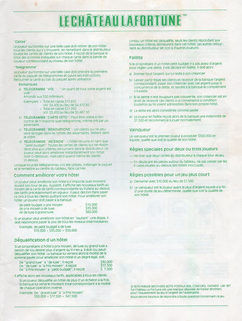 Le château Lafortune Rules Page 3