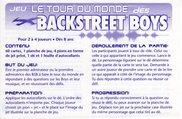 Le Tour du Monde des Backstreet Boys Rules Page 1