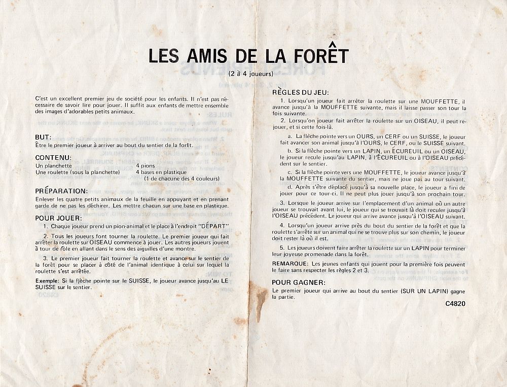 Les amis de la forêt Rules Page 1