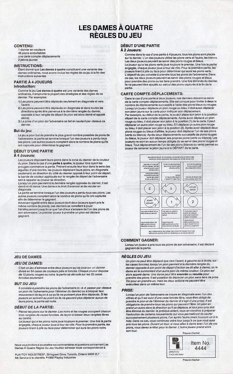 Les dames à quatre Rules Page 1