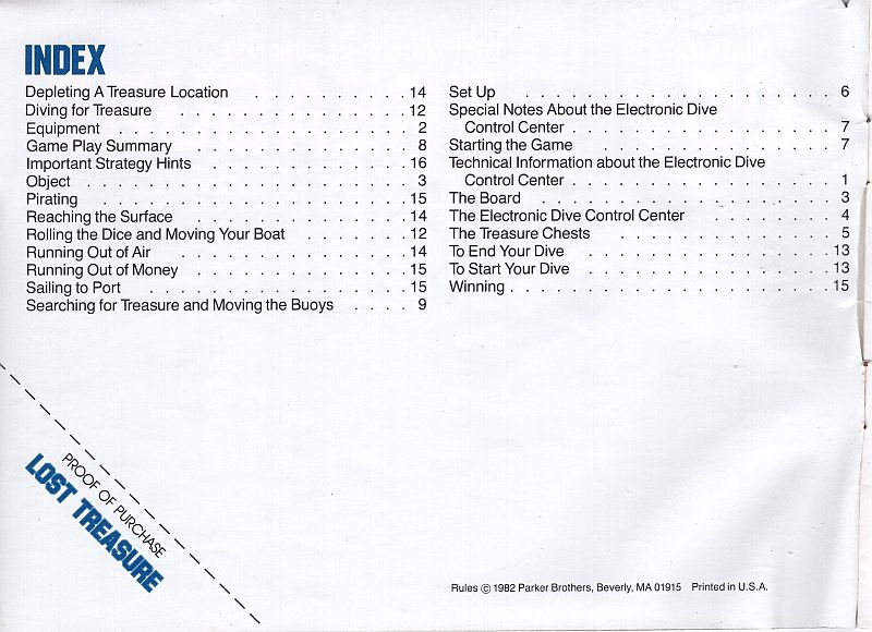 Lost Treasure Electronic Deep-Sea Diving Game Rules Page 2